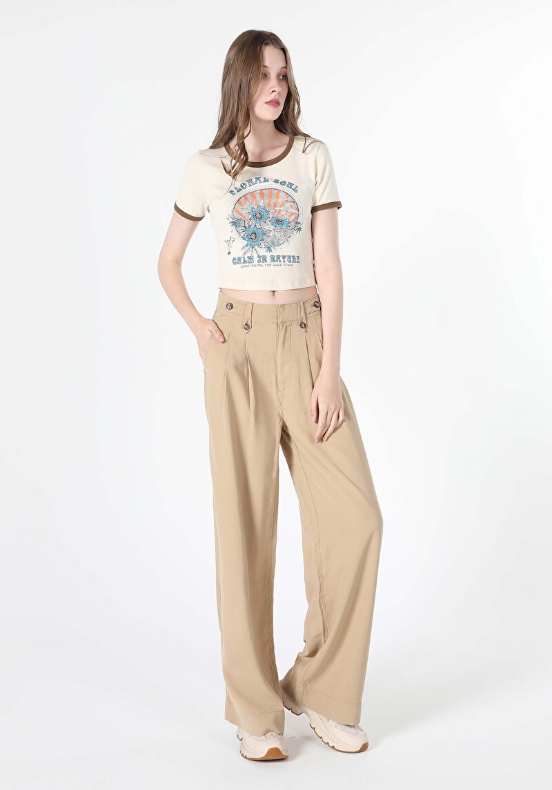 Afișați detalii pentru Pantaloni De Dama Bej Regular Fit  Cl1059748