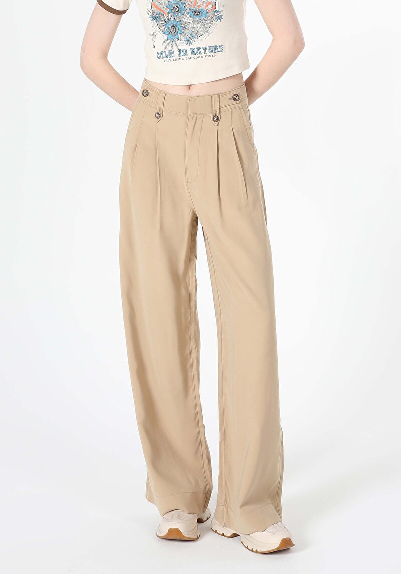 Afișați detalii pentru Pantaloni De Dama Bej Regular Fit  Cl1059748