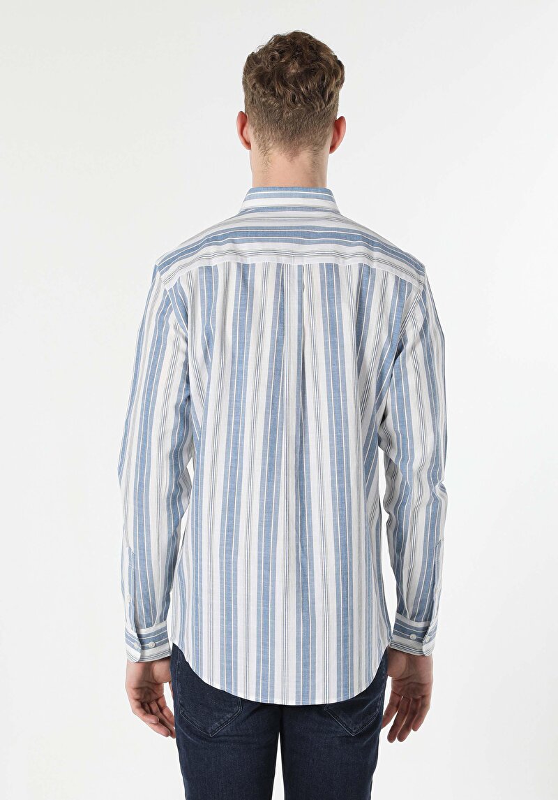 Imagine a Camasa Cu Maneca Lunga De Barbati Albastru Regular Fit Cl1056860