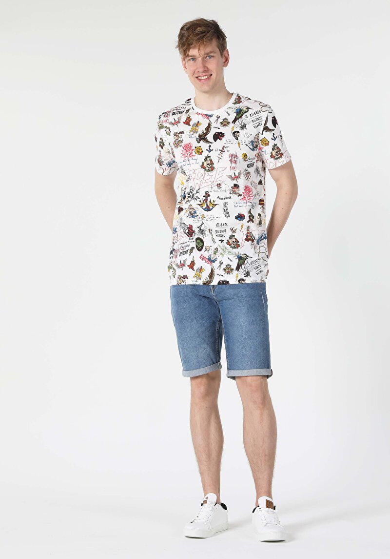 Imagine a Tricou Cu Maneca Scurta De Barbati Alb Regular Fit  CL1057013