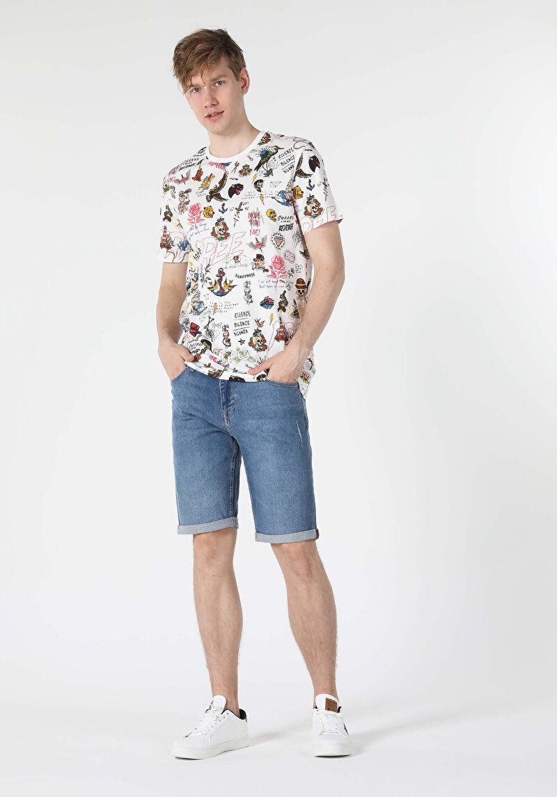 Imagine a Tricou Cu Maneca Scurta De Barbati Alb Regular Fit CL1057013