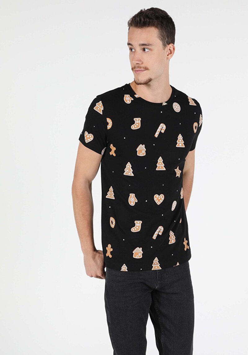 Imagine a Tricou Cu Maneca Scurta De Barbati Negru Regular Fit  Cl1051993