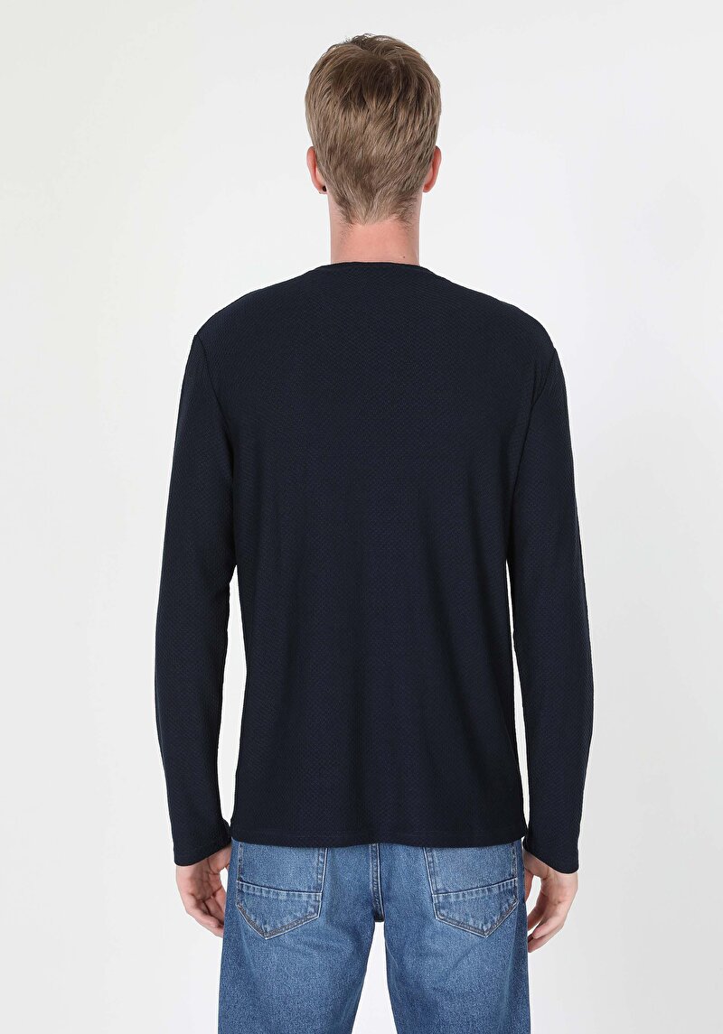 Afișați detalii pentru Tricou Cu Maneca Lunga De Barbati Albastru Marin Regular Fit  Cl1060115