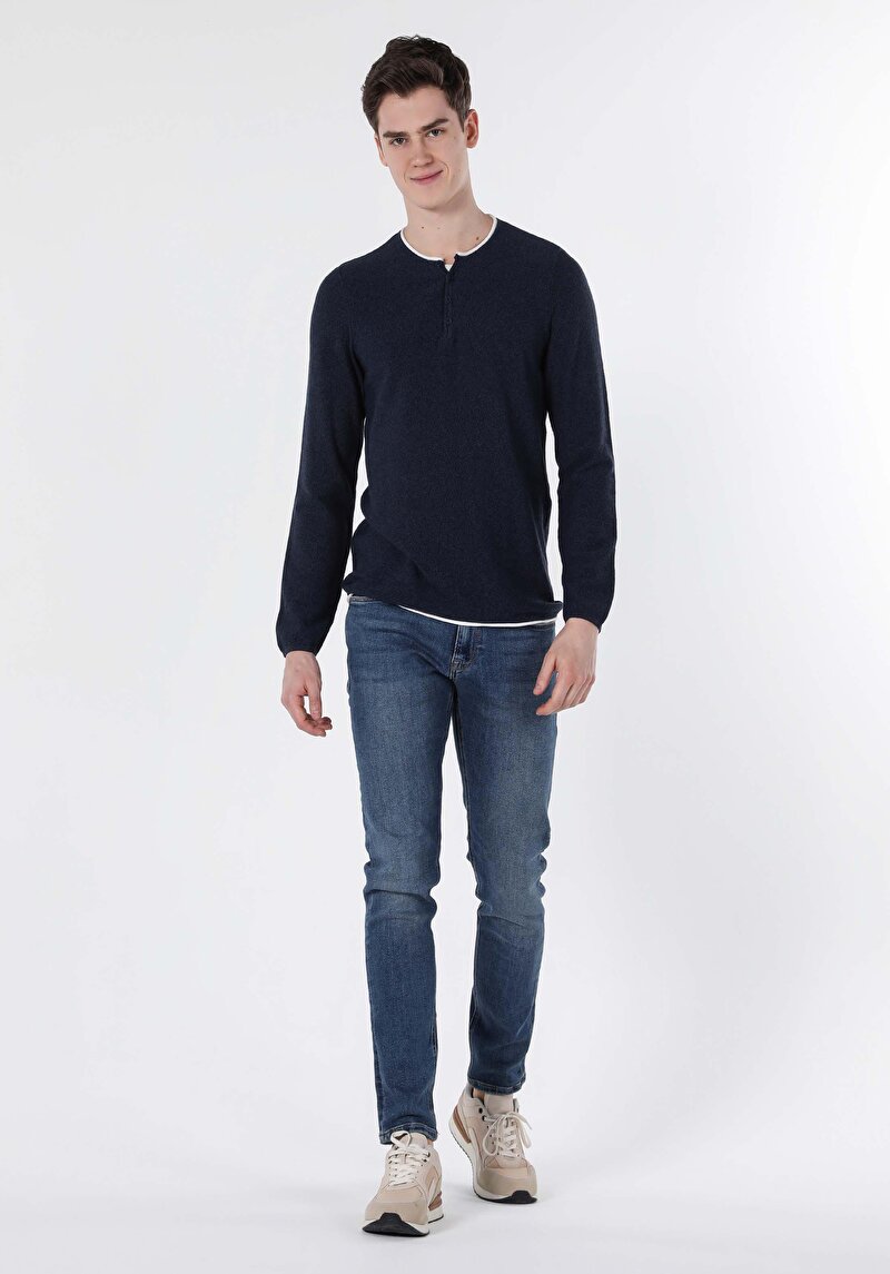 Imagine a Pulover De Barbati Albastru Marin Slim Fit  Cl1057258