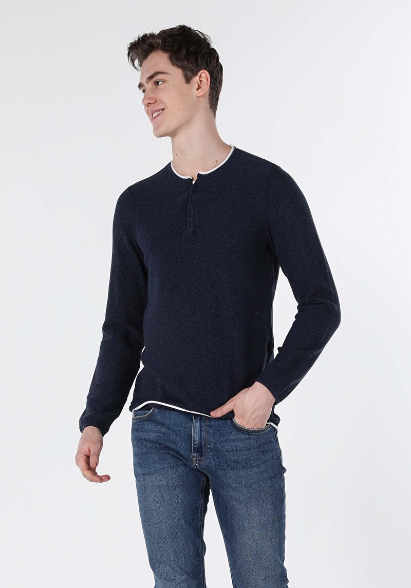 Imagine a Pulover De Barbati Albastru Marin Slim Fit Cl1057258