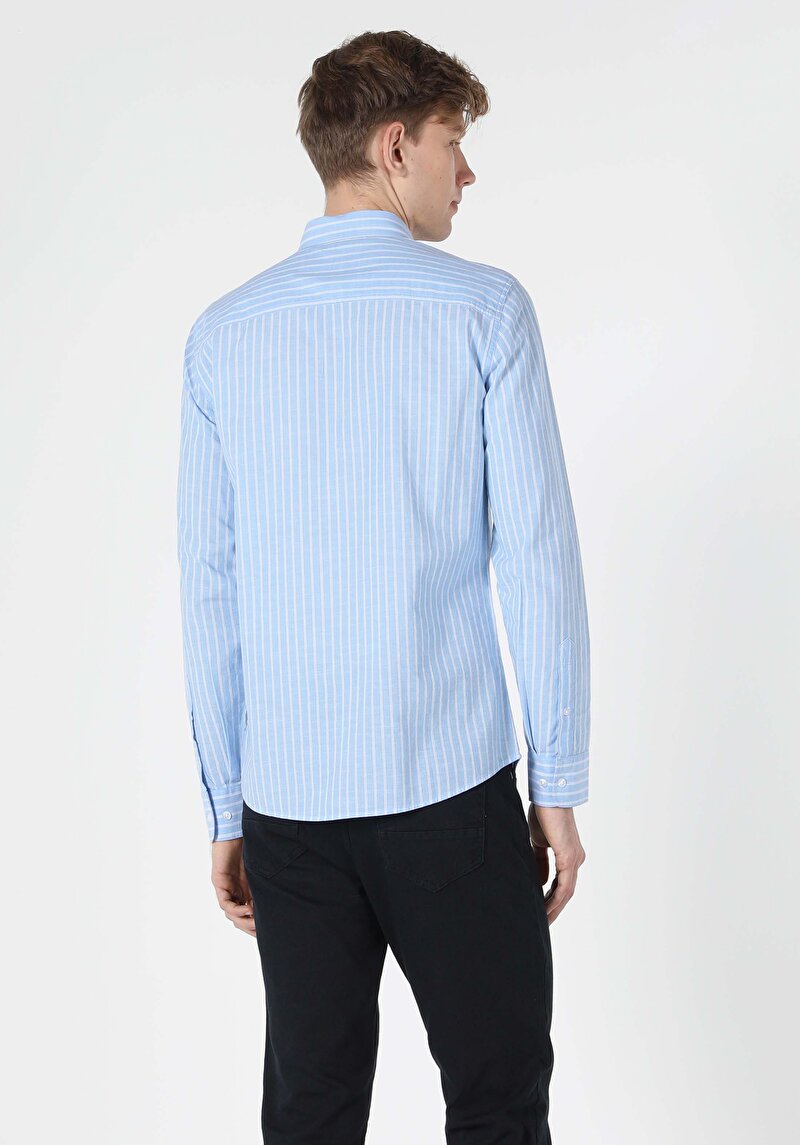 Imagine a Camasa Cu Maneca Lunga De Barbati Albastru Slim Fit  Cl1057543