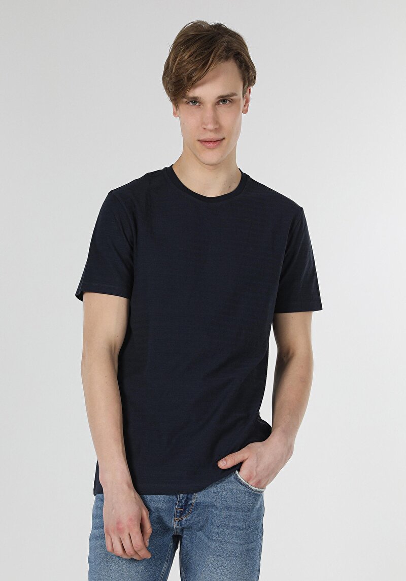 Imagine a Tricou Cu Maneca Scurta De Barbati Albastru Marin Regular Fit  Cl1057773