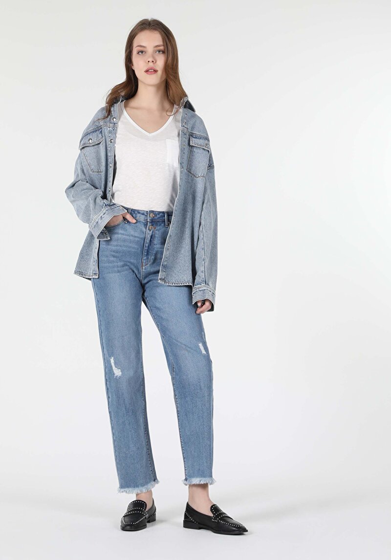 Imagine a Pantaloni De Dama Denim High Boy Fit Cl1057935