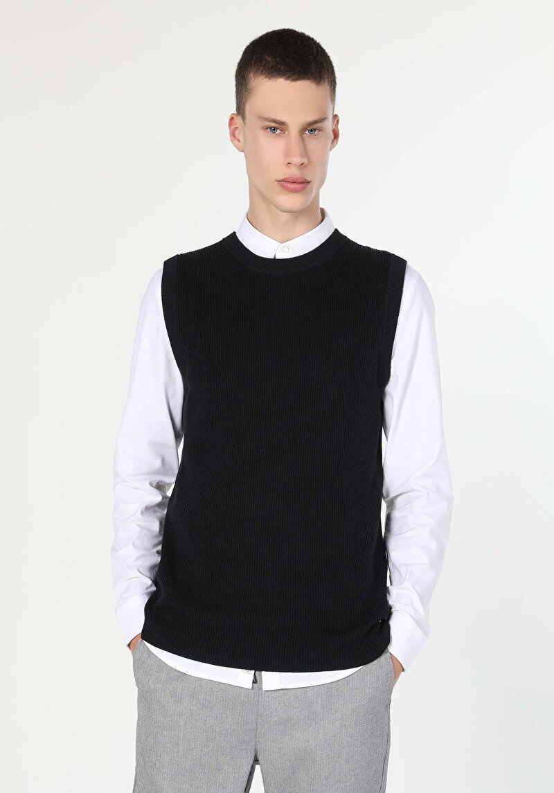 Afișați detalii pentru Pulover De Barbati Negru Slim Fit  Cl1060495