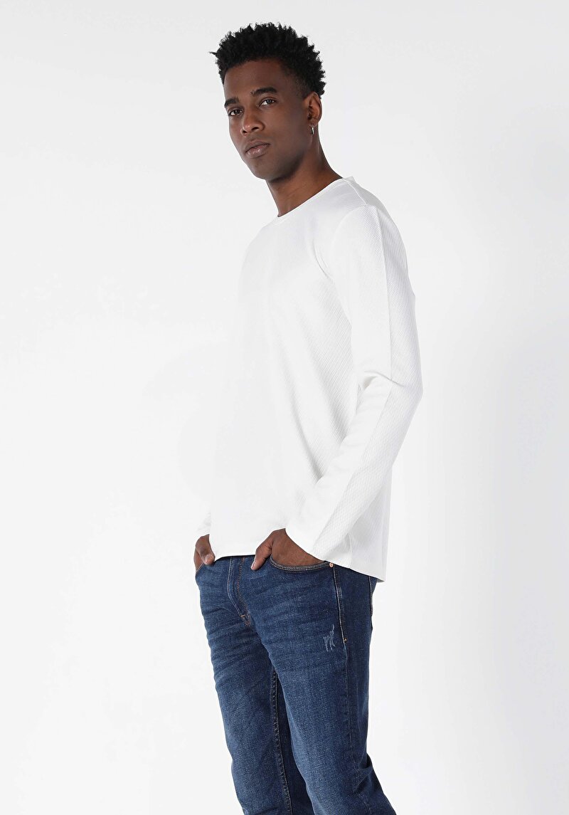 Afișați detalii pentru Tricou Cu Maneca Lunga De Barbati Alb Regular Fit  Cl1054849