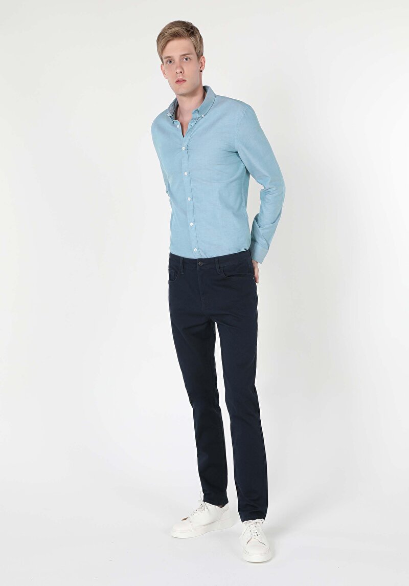 Imagine a Pantaloni De Barbati Albastru Marin Straight Fit  Cl1055562