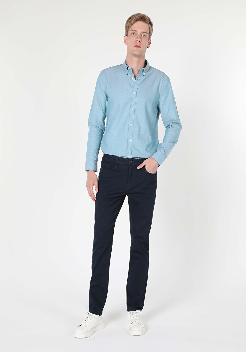 Imagine a Pantaloni De Barbati Albastru Marin Straight Fit Cl1055562