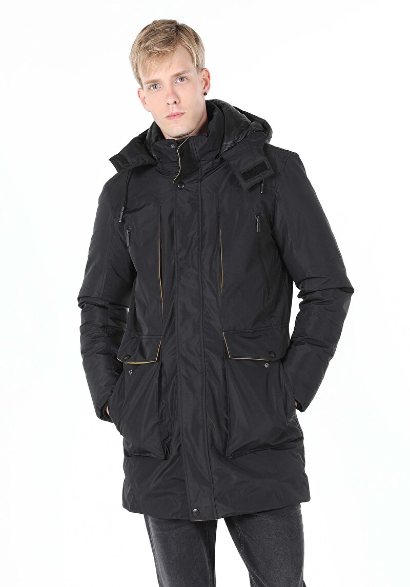 Imagine a Palton De Barbati Negru Regular Fit  Cl1060979
