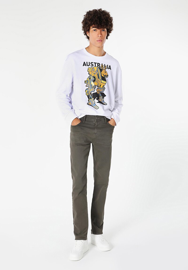 Imagine a Pantaloni De Barbati Kaki Straight Fit  Cl1055653