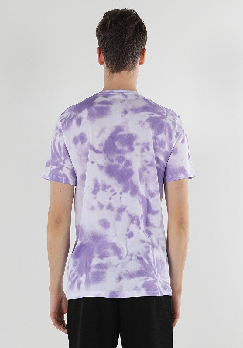 Afișați detalii pentru Confort Fit Round Neck Imprimat Purple Tricou Cu Mânecă Scurtă Pentru Bărbați