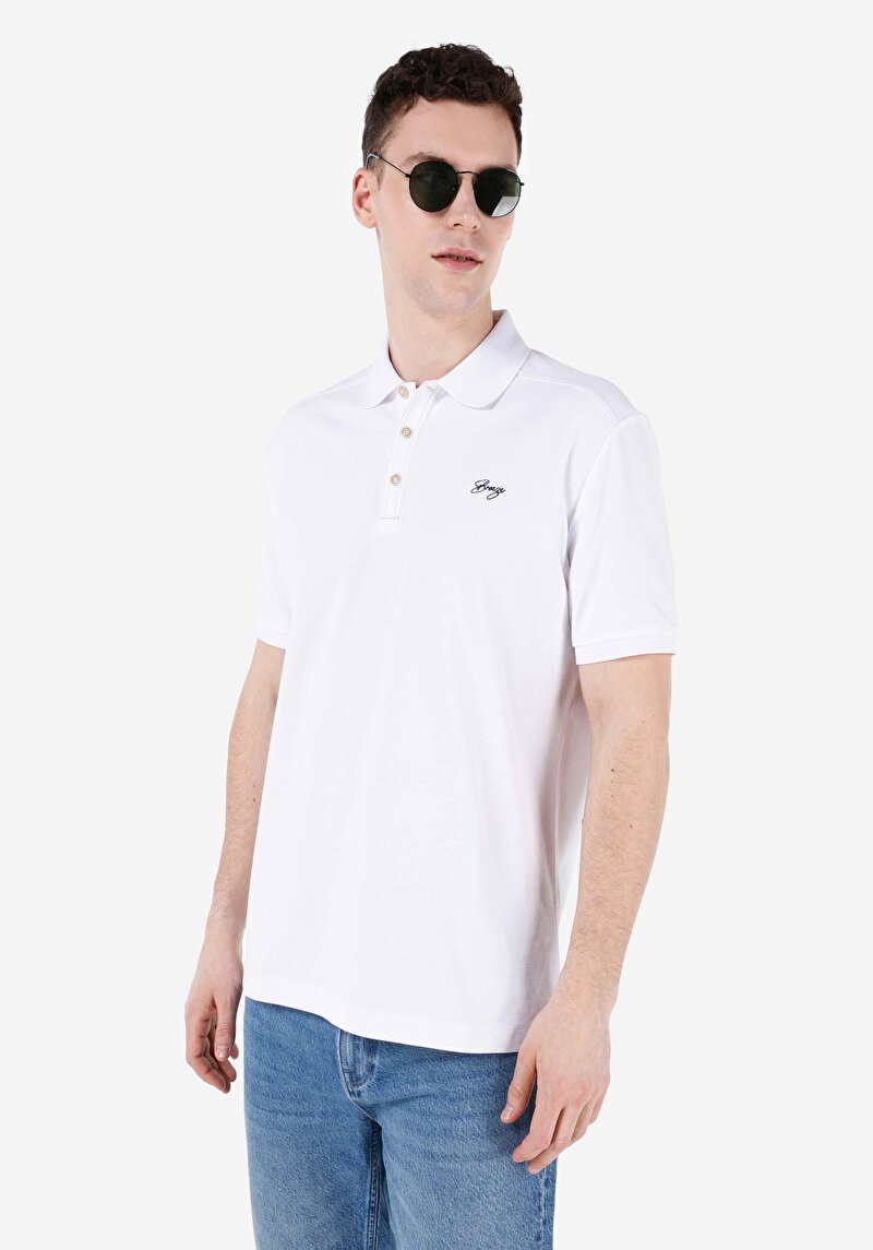 Imagine a Tricou Polo Cu Maneca Scurta De Barbati Alb   Cl1061776