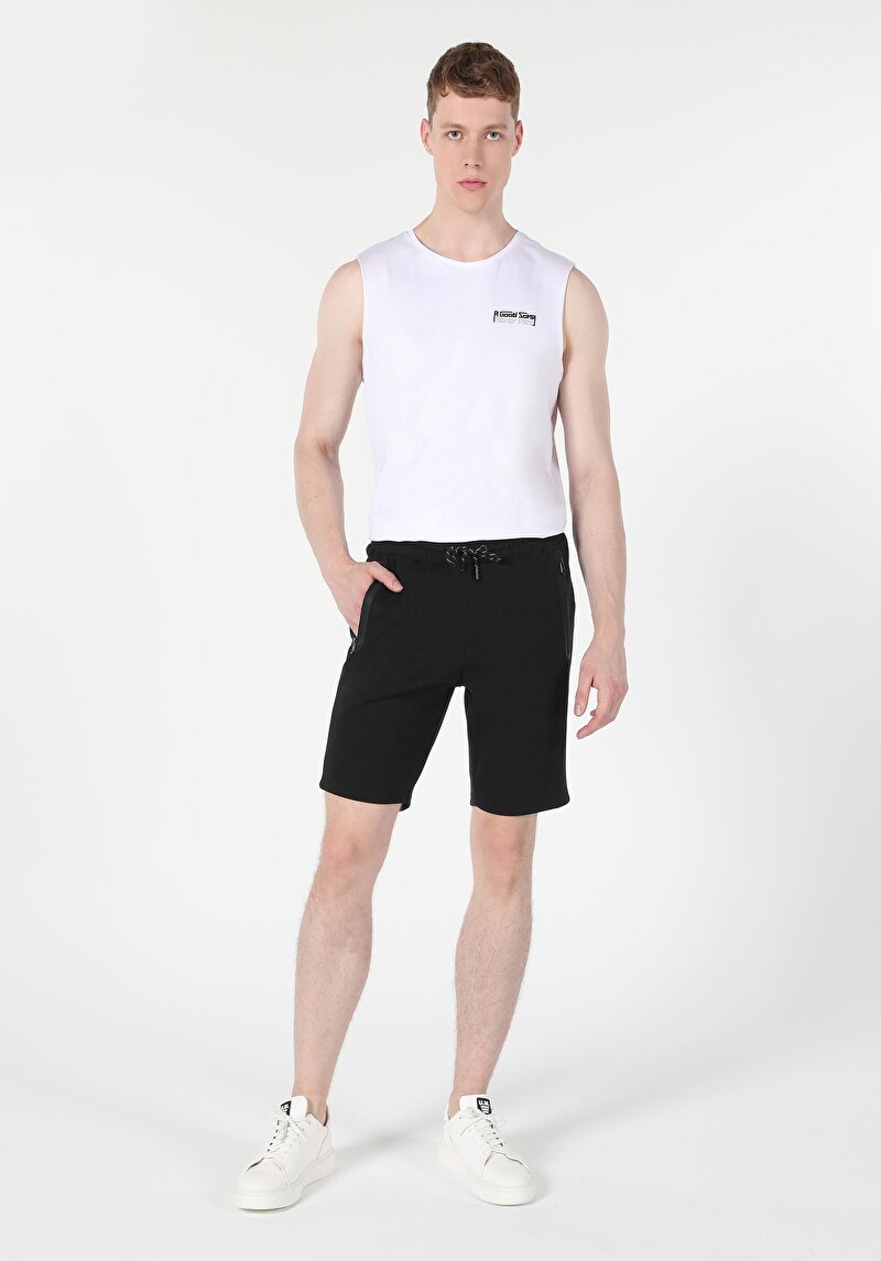 Imagine a Short / Pantaloni Scurti De Barbati Negru Slim Fit  Cl1058907