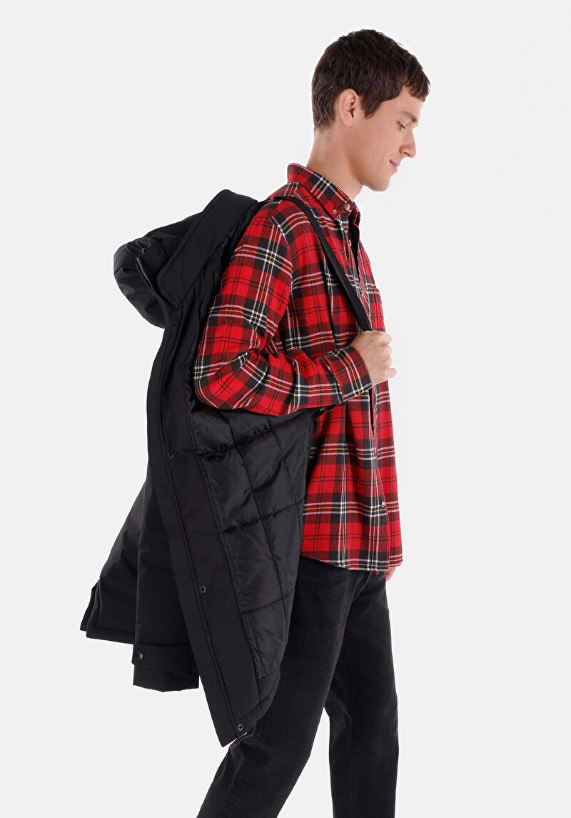 Afișați detalii pentru Palton Negru Pentru Bărbați Regular Fit