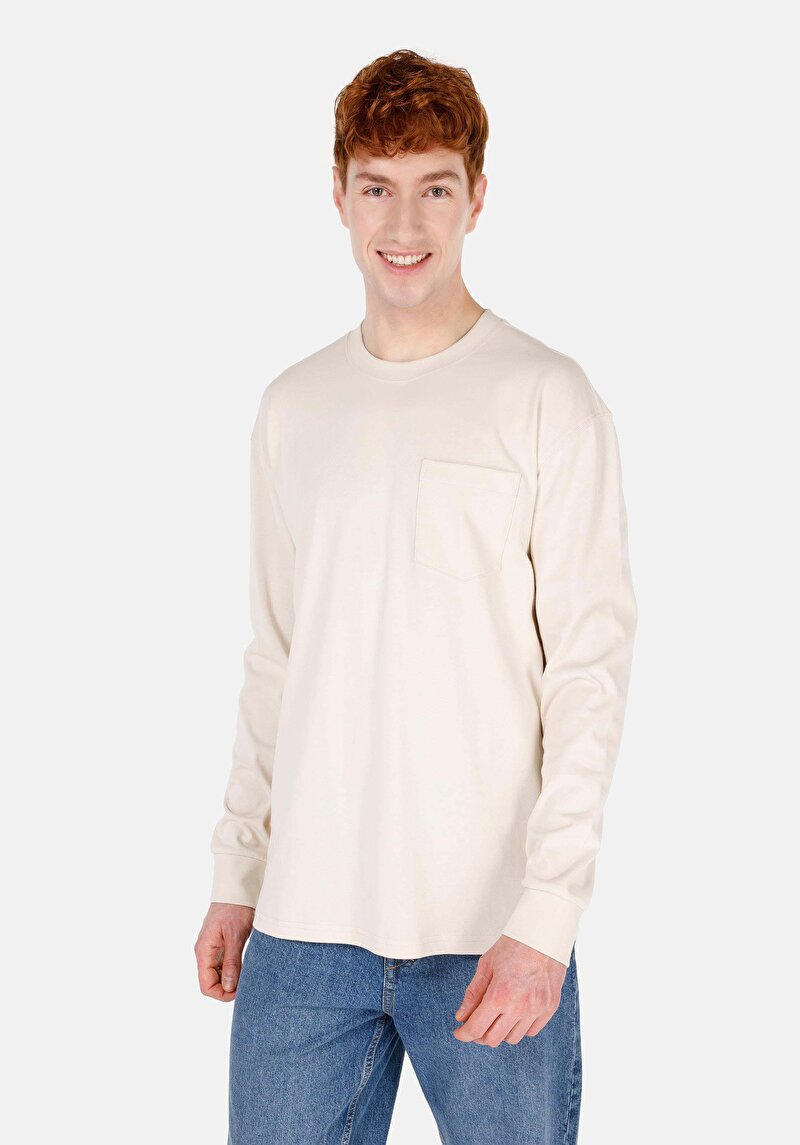 Imagine a Tricou Cu Maneca Lunga De Barbati Alb Regular Fit Cl1065666