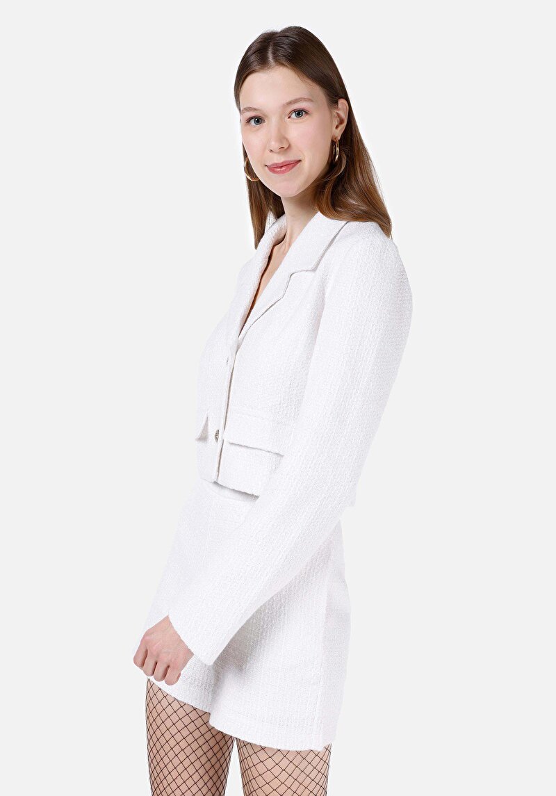 Imagine a Jachetă Albă Pentru Femei Slim Fit