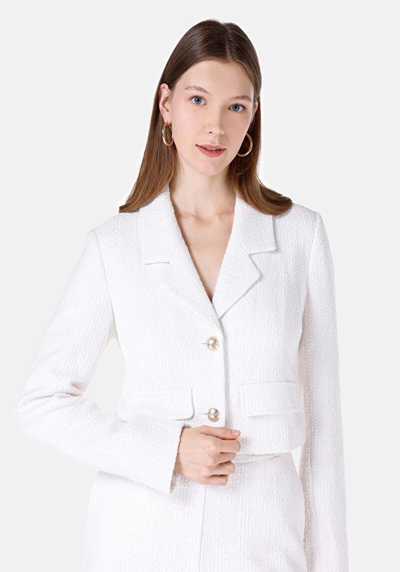 Afișați detalii pentru Jachetă Albă Pentru Femei Slim Fit