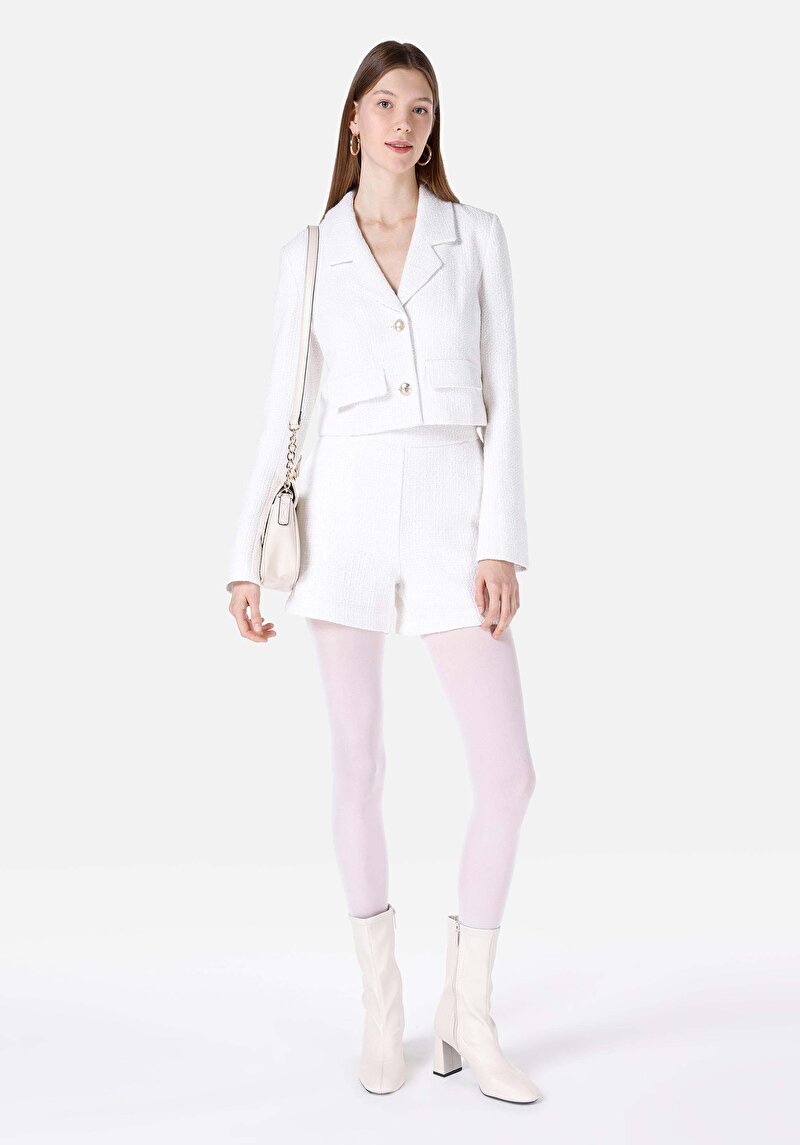 Afișați detalii pentru Jachetă Albă Pentru Femei Slim Fit