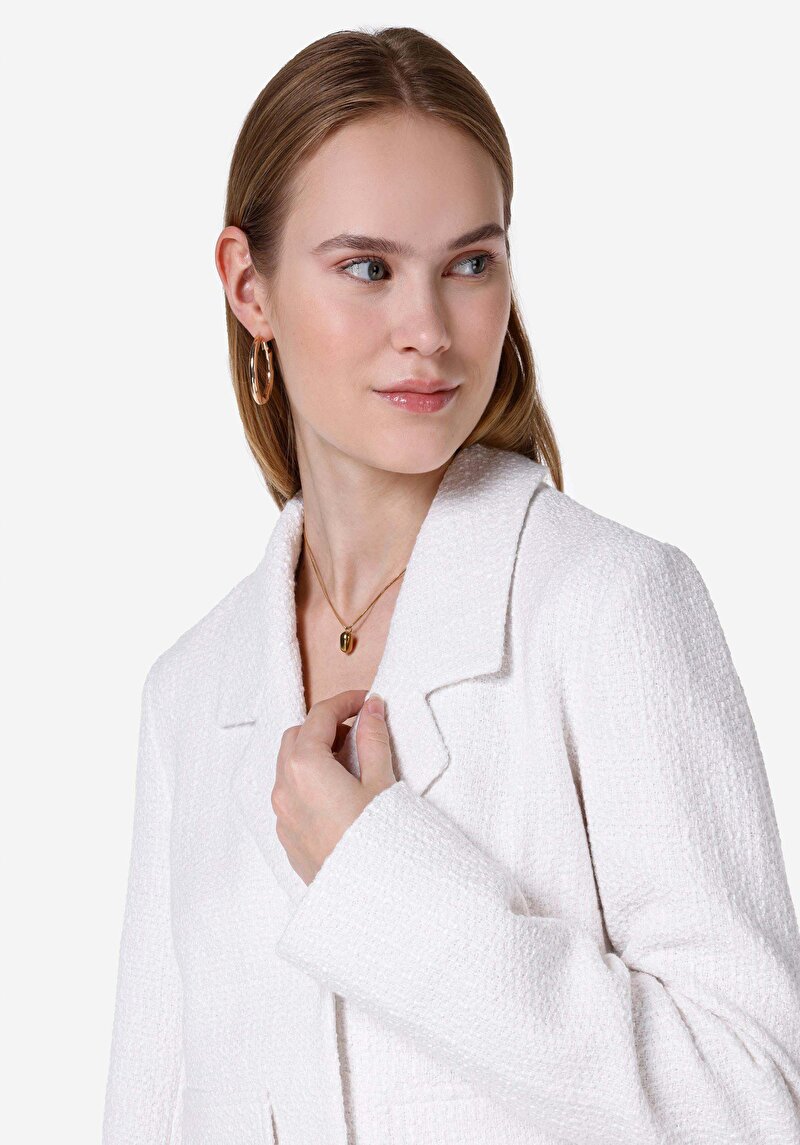 Afișați detalii pentru Jachetă Albă Pentru Femei Slim Fit