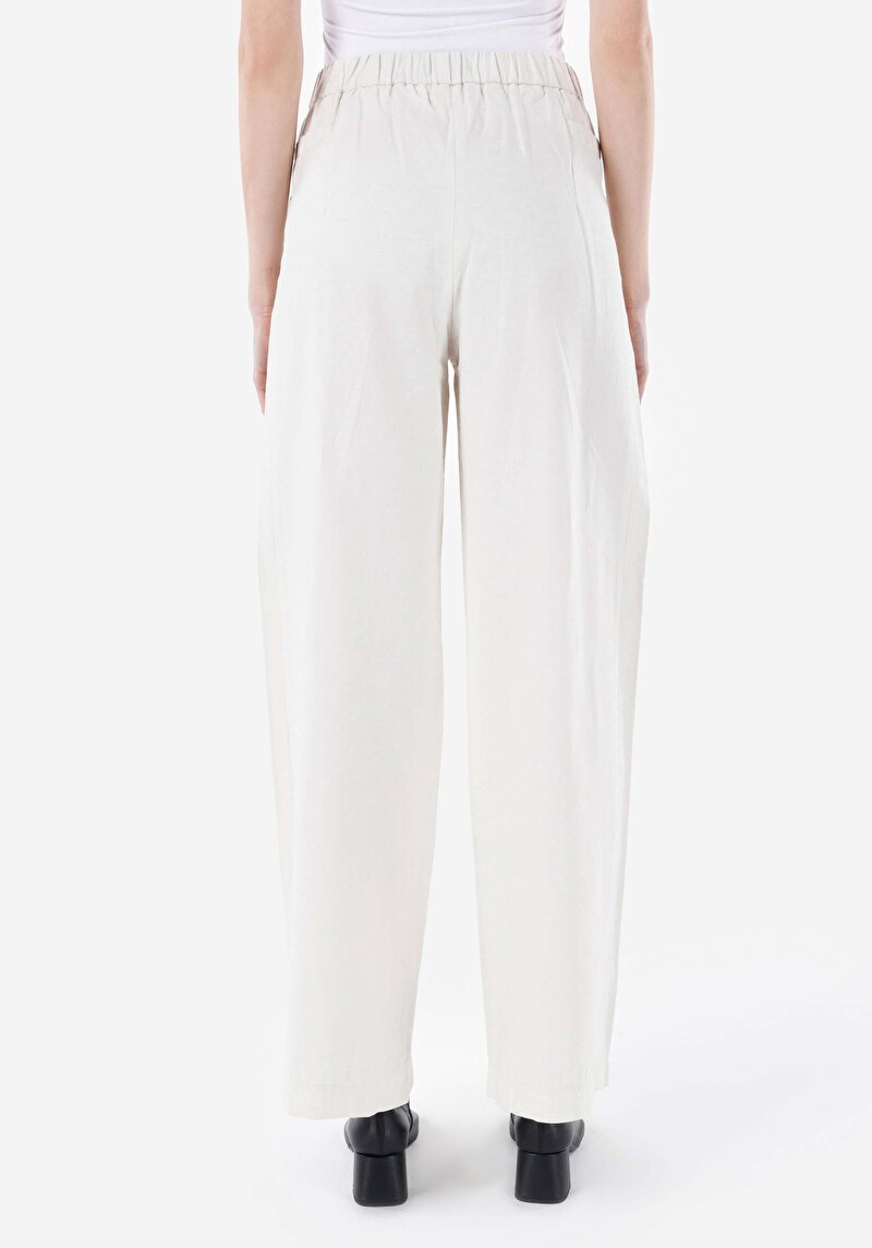 Afișați detalii pentru Regular Fit Talie Talie Pantaloni Largi Pantaloni Albi Pentru Femei