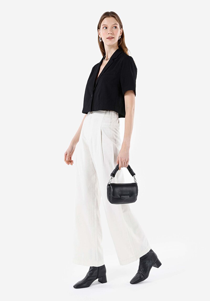 Afișați detalii pentru Regular Fit Talie Talie Pantaloni Largi Pantaloni Albi Pentru Femei