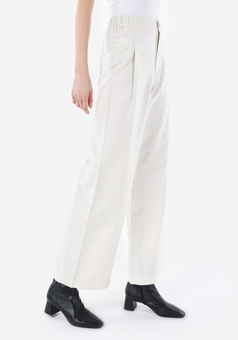 Afișați detalii pentru Regular Fit Talie Talie Pantaloni Largi Pantaloni Albi Pentru Femei