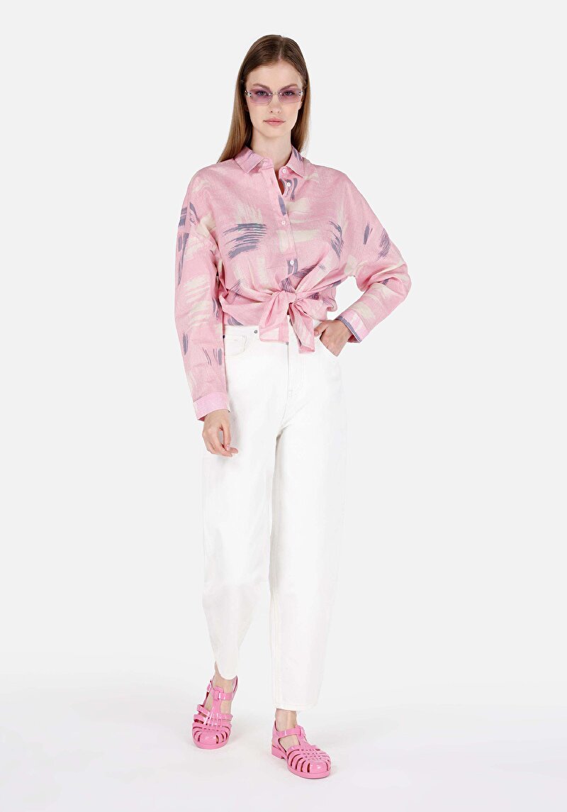 Imagine a Balloon Fit Rising Waist Shrinking Leg Blugi Albi Pentru Femei