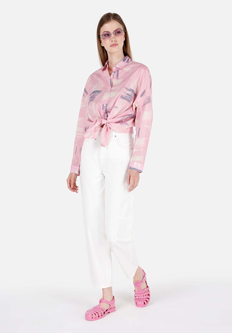 Afișați detalii pentru Balloon Fit Rising Waist Shrinking Leg Blugi Albi Pentru Femei