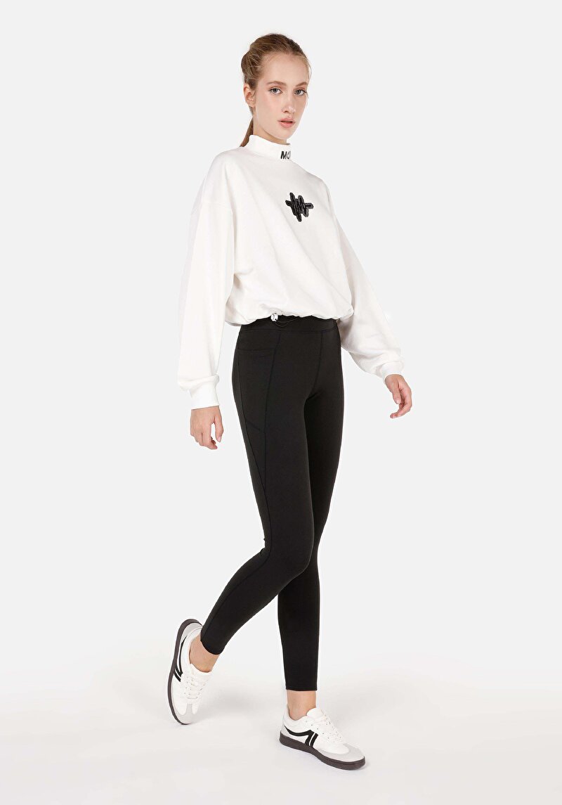 Afișați detalii pentru Colanți Tricotați Negri Pentru Femei Slim Fit Rise Waist