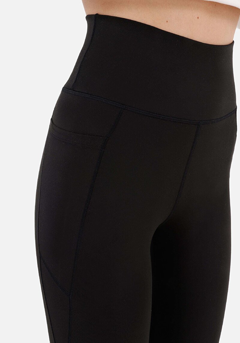 Afișați detalii pentru Colanți Tricotați Negri Pentru Femei Slim Fit Rise Waist