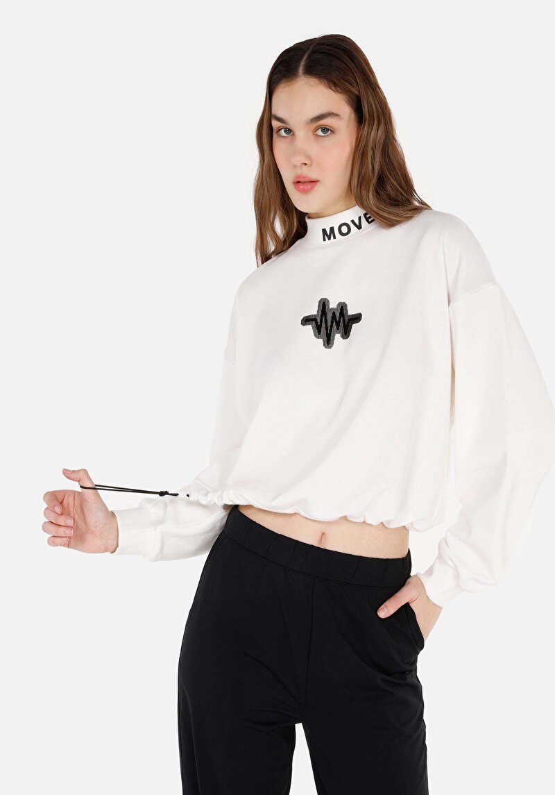 Imagine a Tricou Cu Maneca Lunga De Dama Alb Regular Fit  Cl1070457