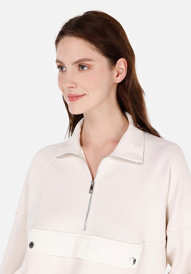 Imagine a Tricou Cu Maneca Lunga De Dama Ecru Regular Fit Cl1070737