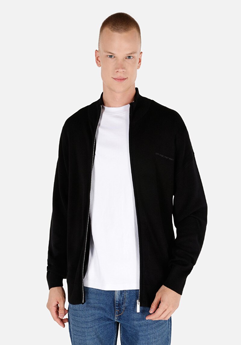 Imagine a Cardigan De Barbati Negru Regular Fit  Cl1071691