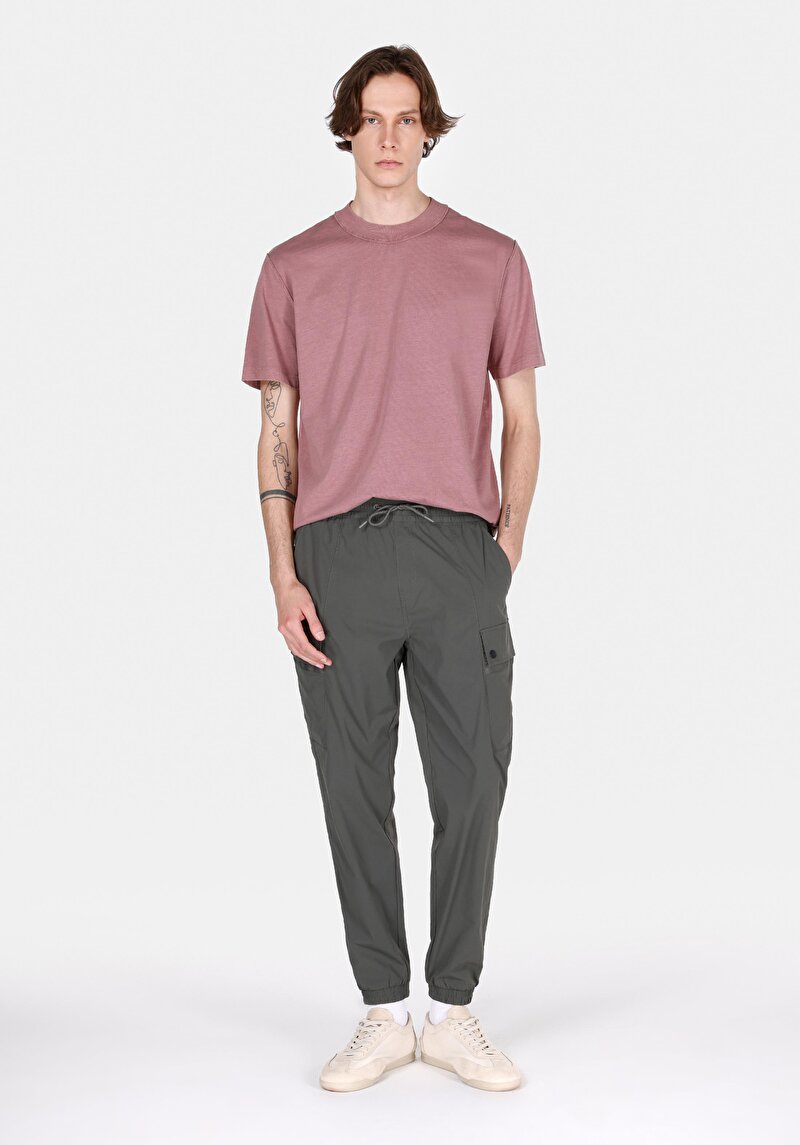 Imagine a Pantaloni Verzi Elastici Cu Talie Medie Slim Fit