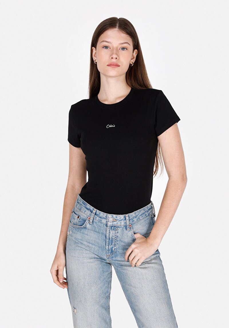 Imagine a Tricou Cu Maneca Scurta De Dama Negru Slim Fit  Cl1074441