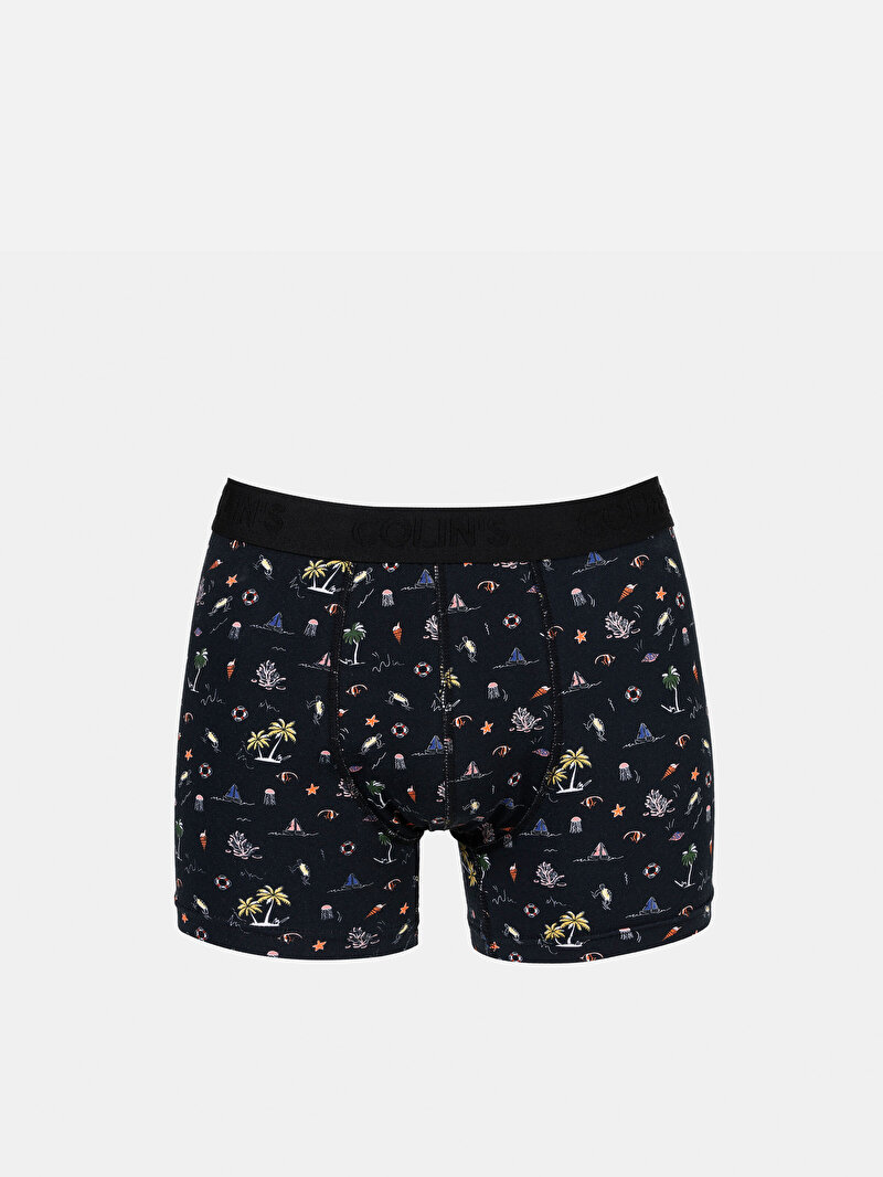 Imagine a Boxer Negru Pentru Bărbați Cu İmprimeu Modern Fit