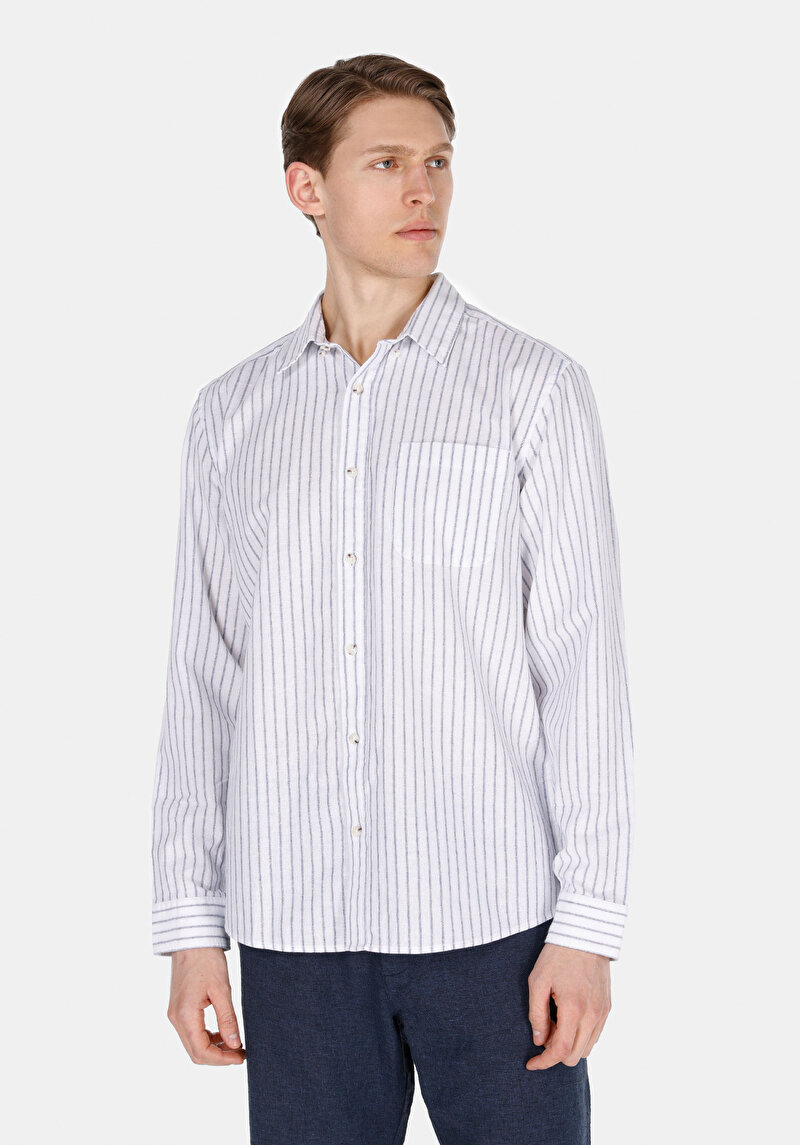 Imagine a Camasa Cu Maneca Lunga De Barbati Albastru Marin Regular Fit Cl1074495