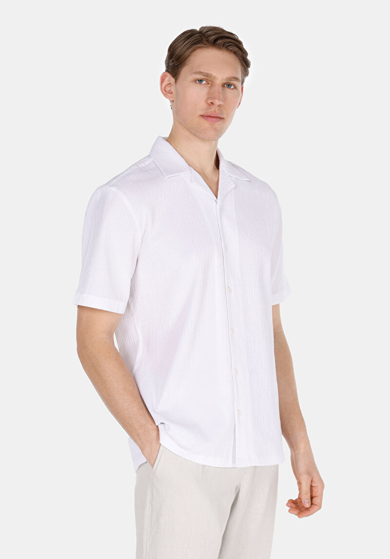 Imagine a Camasa Cu Maneca Scurta De Barbati Alb Regular Fit  Cl1074590