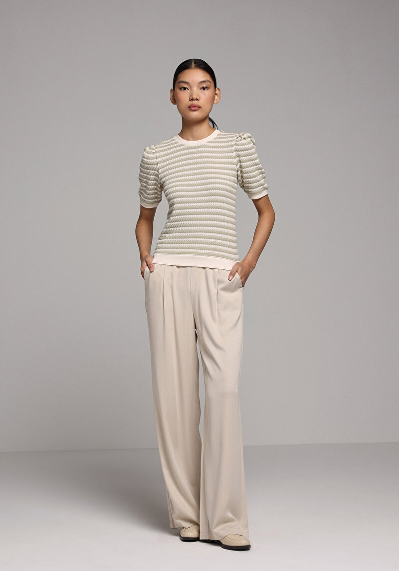 Imagine a Straigt Fit Talie Joasă Picior Drept Pantaloni Bej Pentru Femei