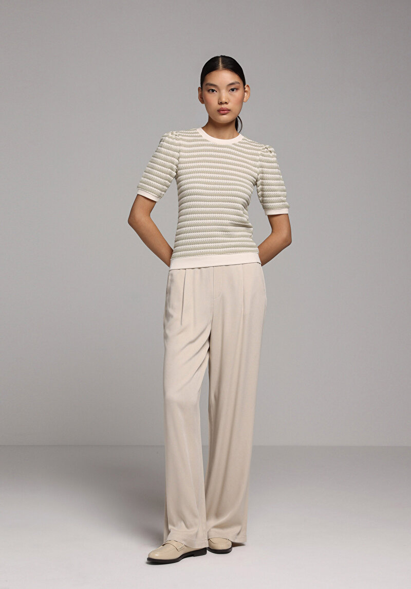 Imagine a Straigt Fit Talie Joasă Picior Drept Pantaloni Bej Pentru Femei