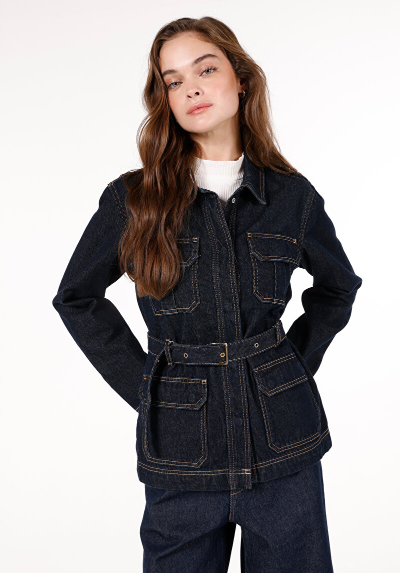 Imagine a Jachetă Albastră Pentru Femei Regular Fit