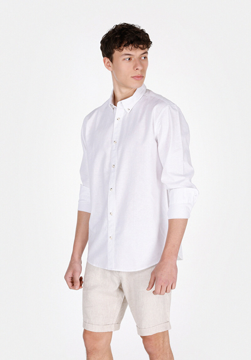 Imagine a Camasa Cu Maneca Lunga De Barbati Alb Regular Fit Cl1074489