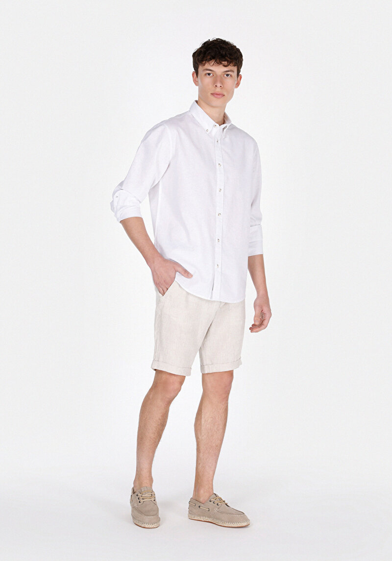 Imagine a Camasa Cu Maneca Lunga De Barbati Alb Regular Fit Cl1074489