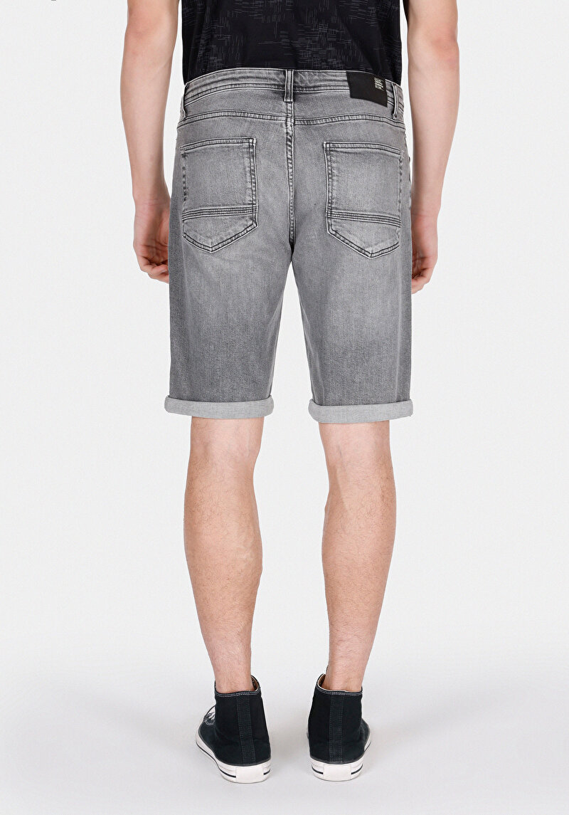 Imagine a Pantaloni Scurți De Jean Antracit Pentru Bărbați Cu Talie Joasă