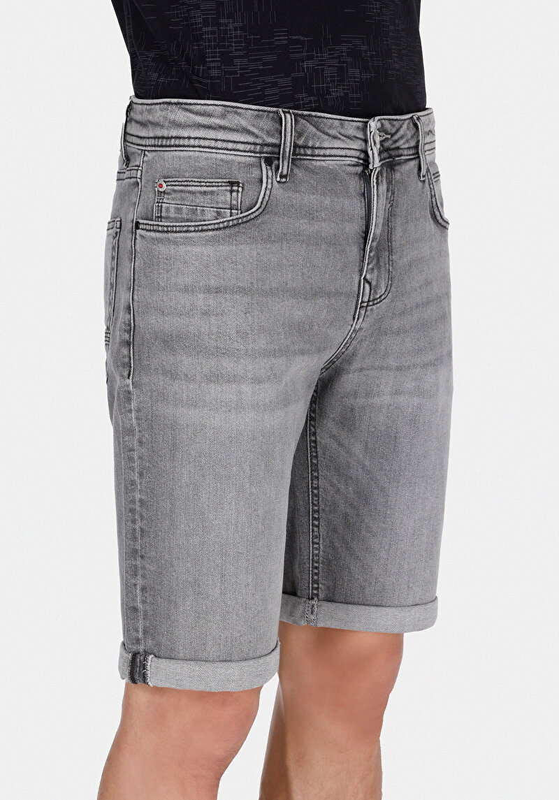 Afișați detalii pentru Pantaloni Scurți De Jean Antracit Pentru Bărbați Cu Talie Joasă