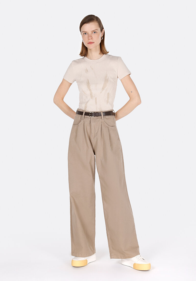 Afișați detalii pentru Bluza Cu Maneca Scurta De Dama Bej Slim Fit  Cl1073152